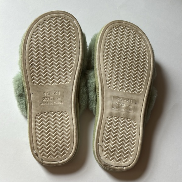Light Green Fuzzy Slippers - Picture 3 of 3